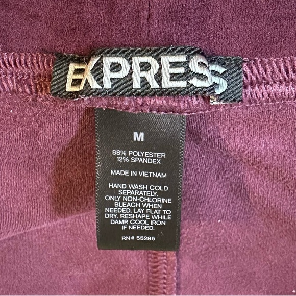EXPRESS Burgundy Faux Suede Ankle Zip Legging Eggplant Wine Stretch Pant Wmns M - Picture 10 of 15